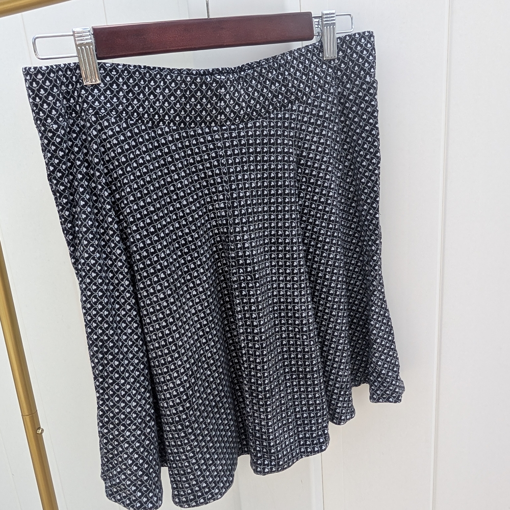 LOFT Black and White Geometric Skater Skirt
